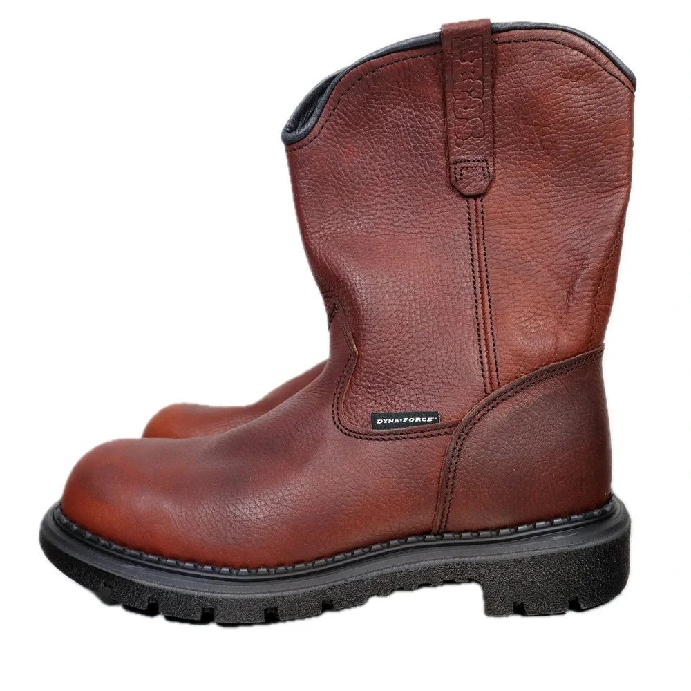 Red Wing Pecos DynaForce Work Boots Mens 9 D Brown Leather Pull On 1149 USA EH
